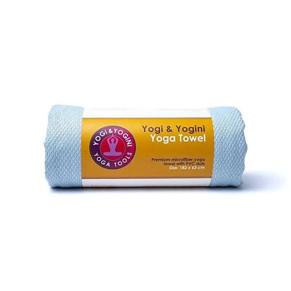 Yoga Handtuch hellblau mit Antislip-Punkten -- 182x63cm