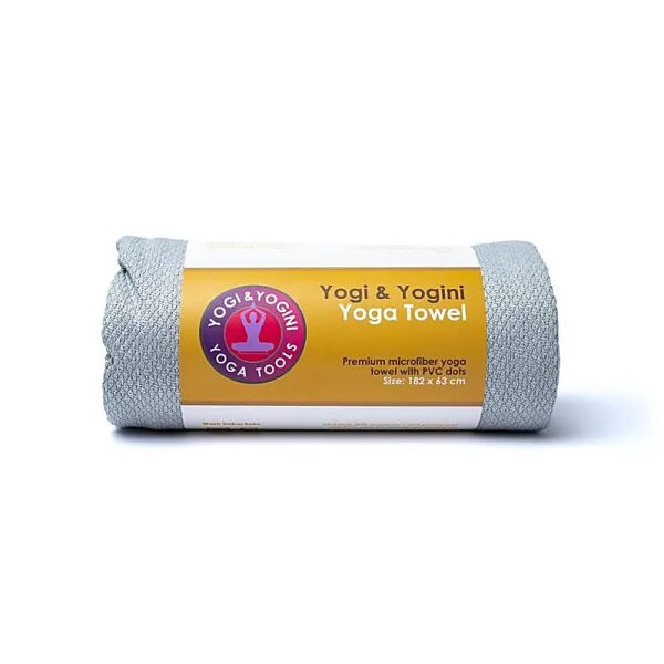 Yoga Handtuch hellgrau mit Antislip-Punkten -- 182x63cm