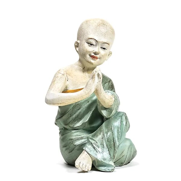 Yoga Mönch Statue Namaste grün -- 11x8.5x14.5 cm