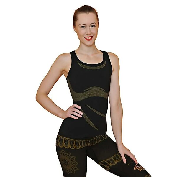 Yoga Top Om nahtlos Bio-Baumwolle schwarz M-L -- 160 g