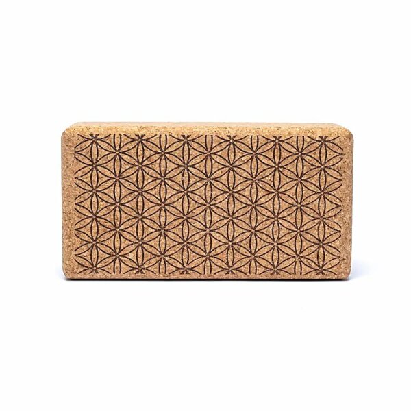Yogablock Kork Blume des Lebens -- 23x12x7,5 cm