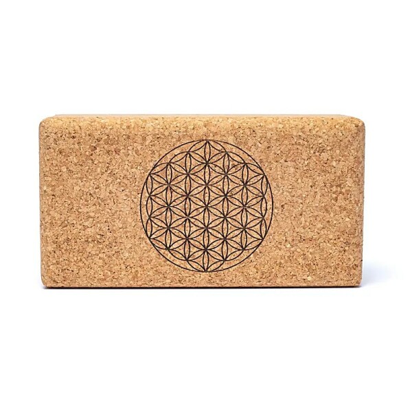 Yogablock Kork Blume des Lebens Mandala -- 23x12x7,5 cm