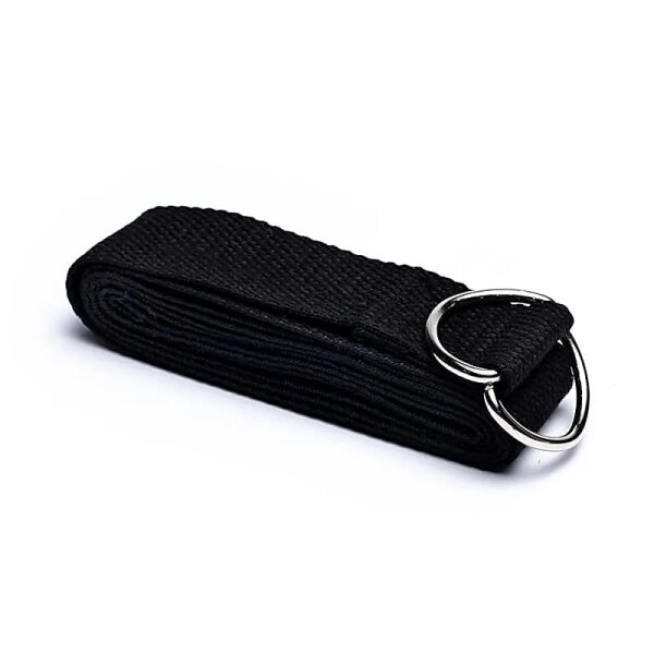 Yogagurt D-Ring Schnalle schwarz Baumwolle -- 183x4 cm